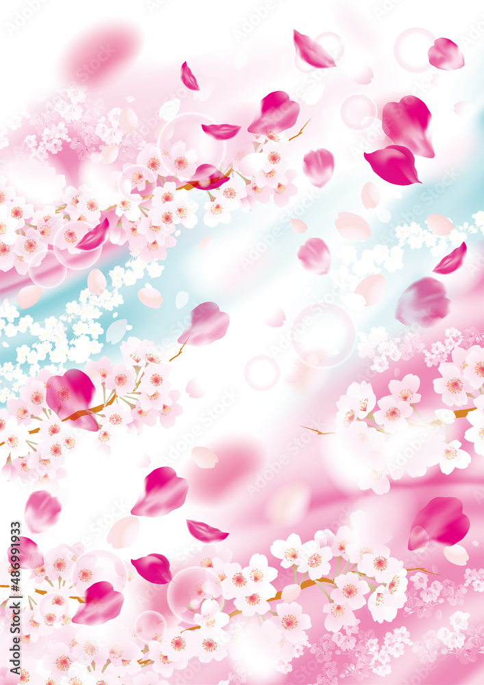ゴージャスな桜の背景イラスト