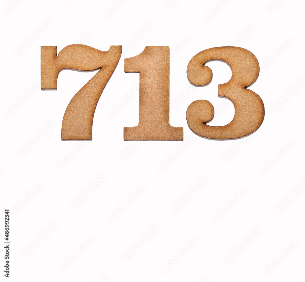 Number 713 - Piece of wood isolated on white background Number 713 - Piece of wood isolated on white background