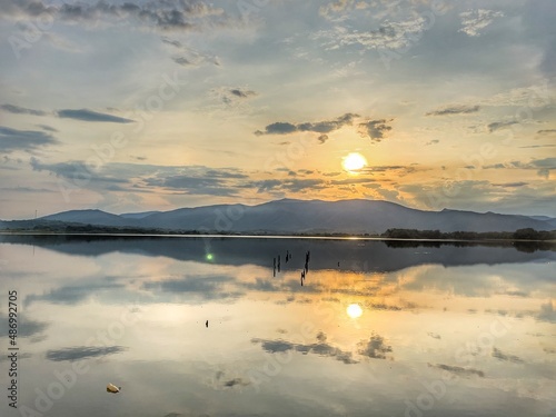 sunset over the lake