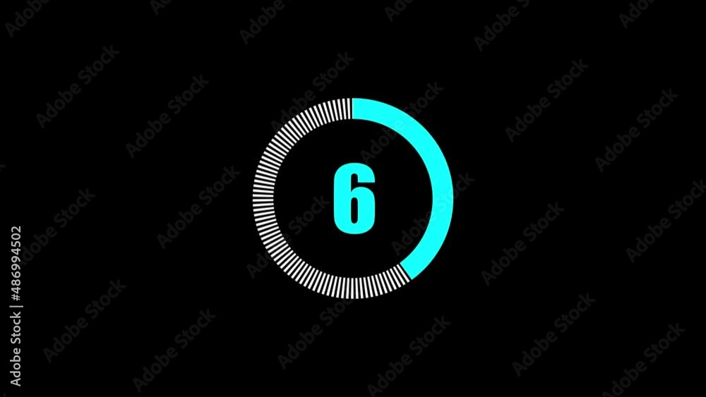Video countdown counter with rounded corners from 10 to 0 on a black background.