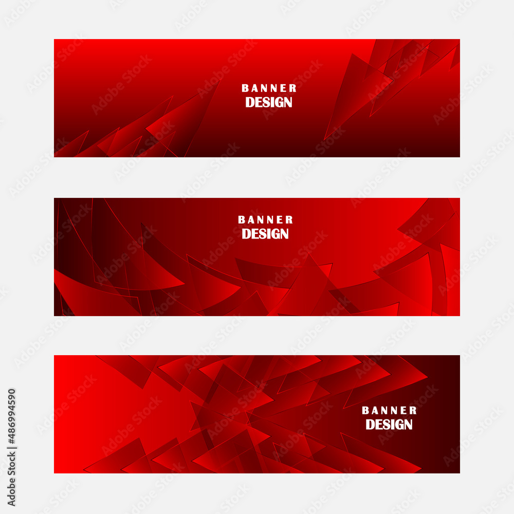 Set of red triangle banner background