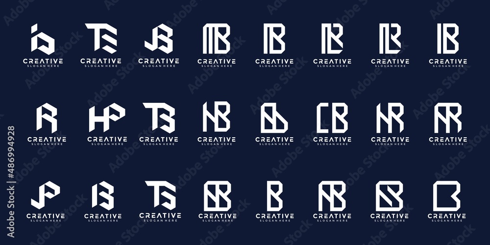 Set of abstract monogram letter logo icon template.