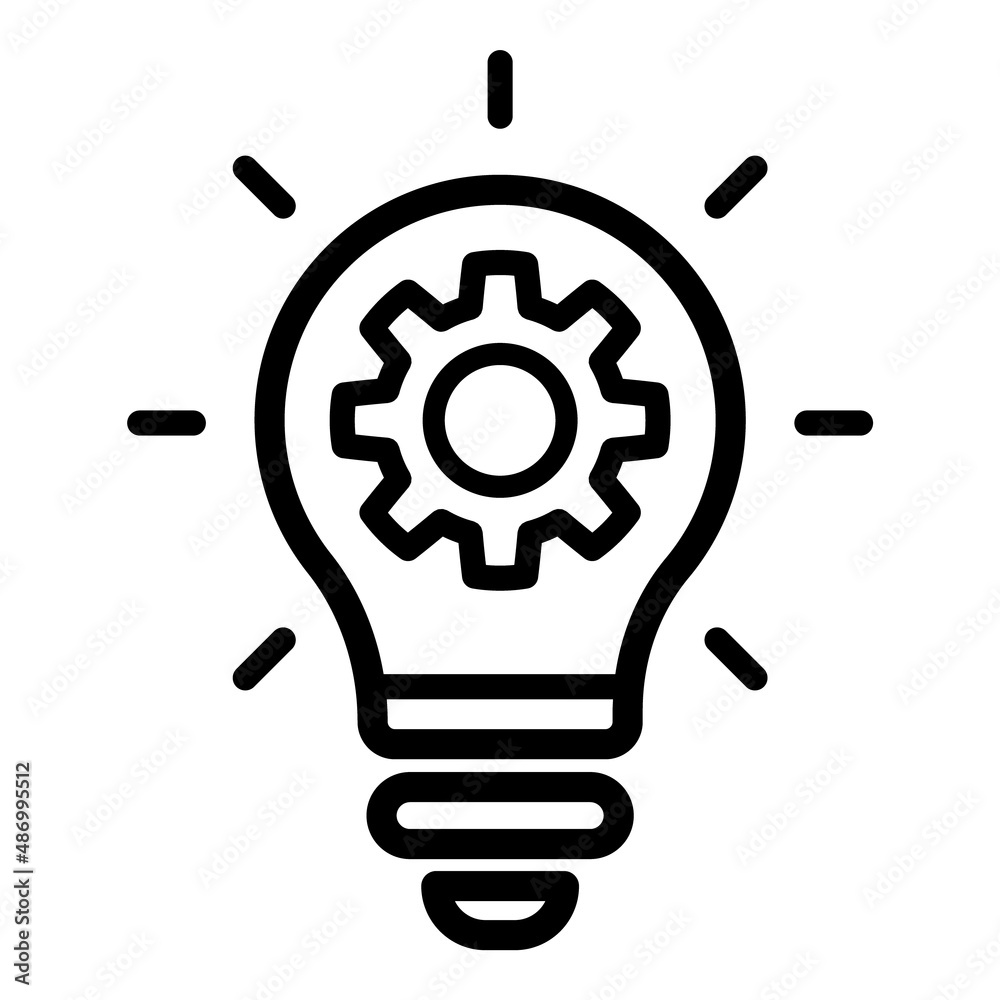 Idea Solution Settings Flat Icon Isolated On White Background Idea Solution Settings Flat Icon Isolated On White Background