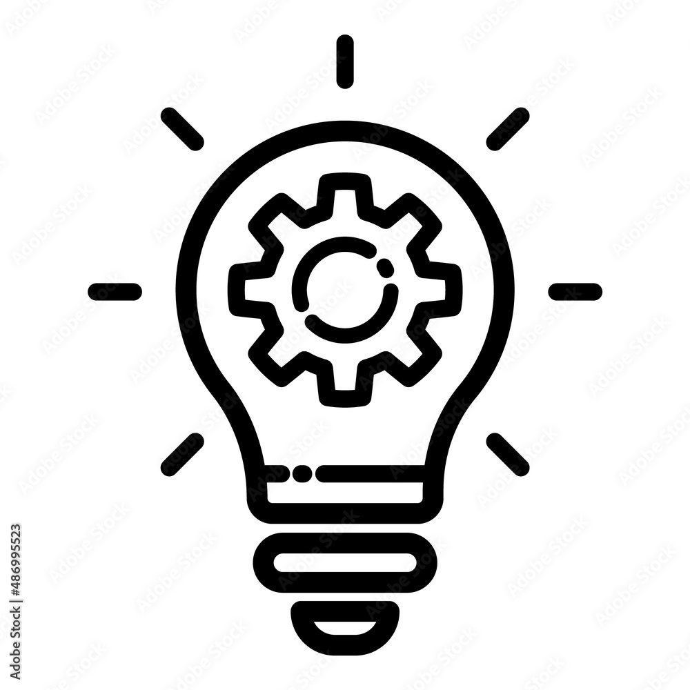Idea Solution Settings Flat Icon Isolated On White Background Idea Solution Settings Flat Icon Isolated On White Background