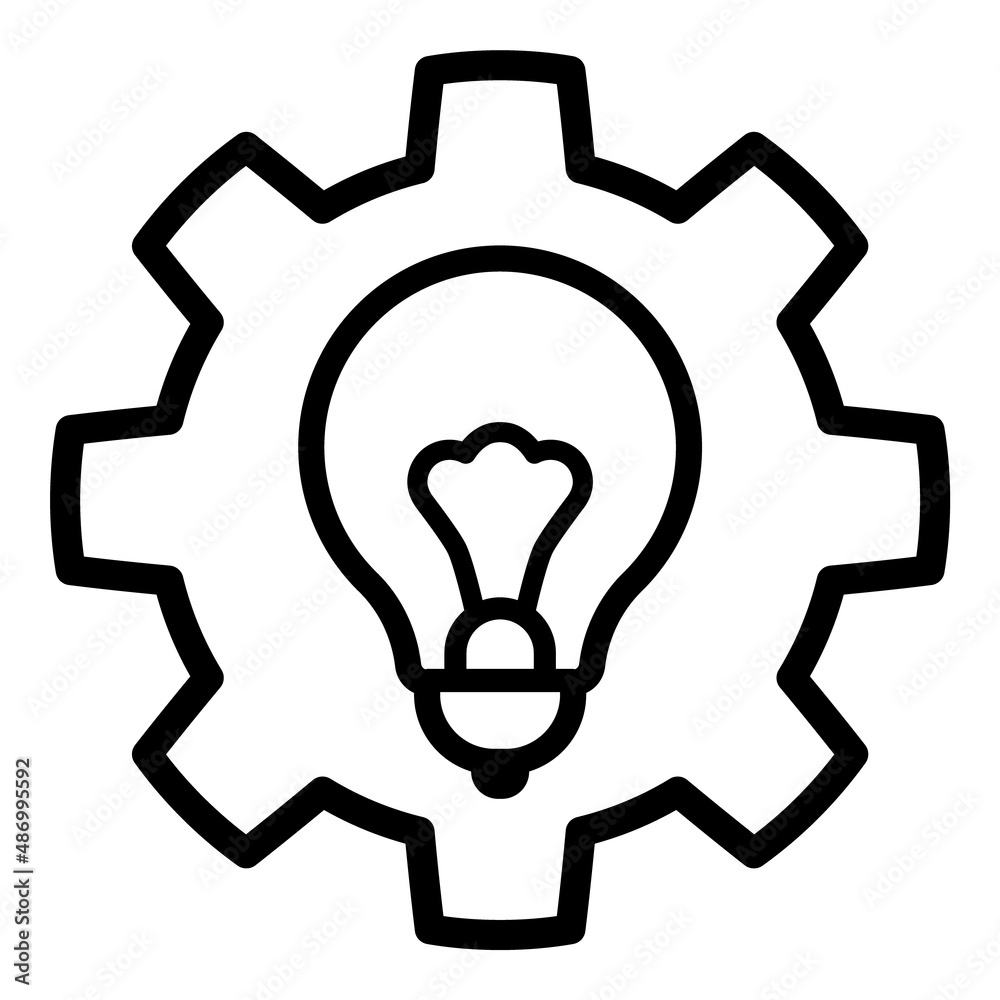 Idea Solution Settings Flat Icon Isolated On White Background Idea Solution Settings Flat Icon Isolated On White Background