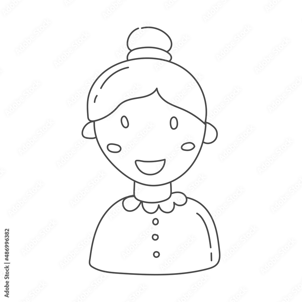 mother smiling half body hair tied hand drawn illustration can be used for children's drawing books and coloring books mother smiling half body hair tied hand drawn illustration can be used for children's drawing books and coloring books