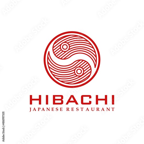 Hibachi japanese restaurant logo in red