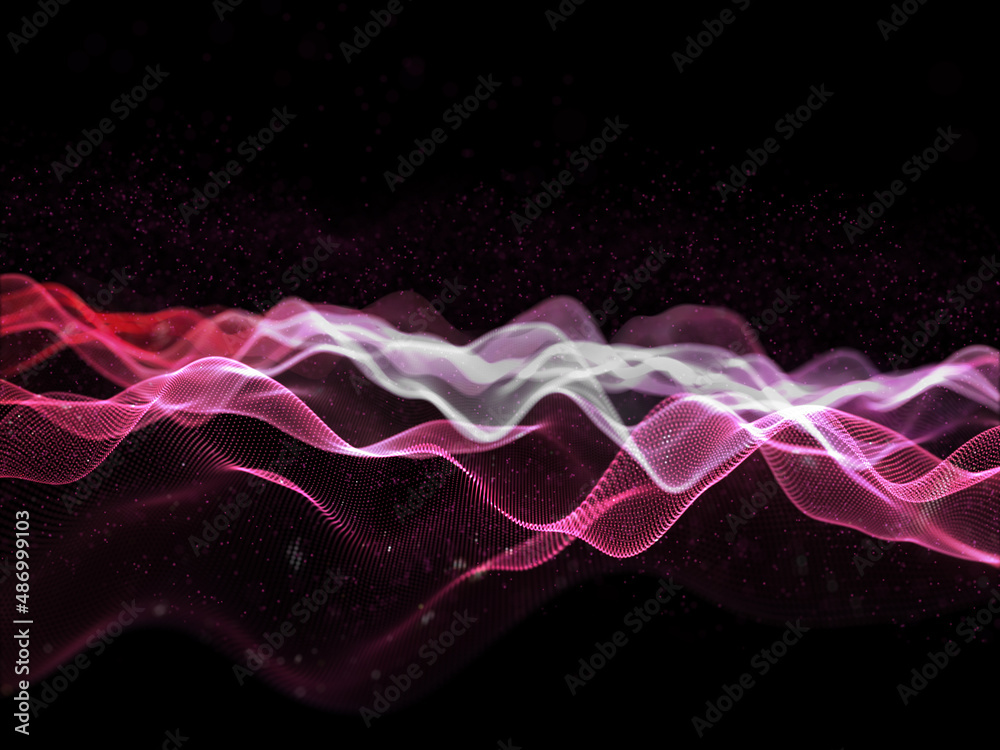 3D abstract technology background with flowing digital particles Stock ...