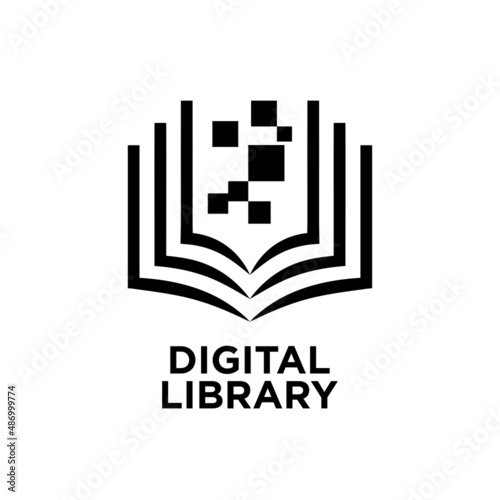 Abstract logo for digital library. Logo concept for digital e-book and online learning. Internet things for educational program logo.
