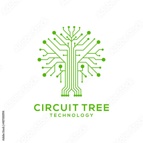 Tree Circuit Board Technology Digital Network Internet Chip Nature Vector Logo Design