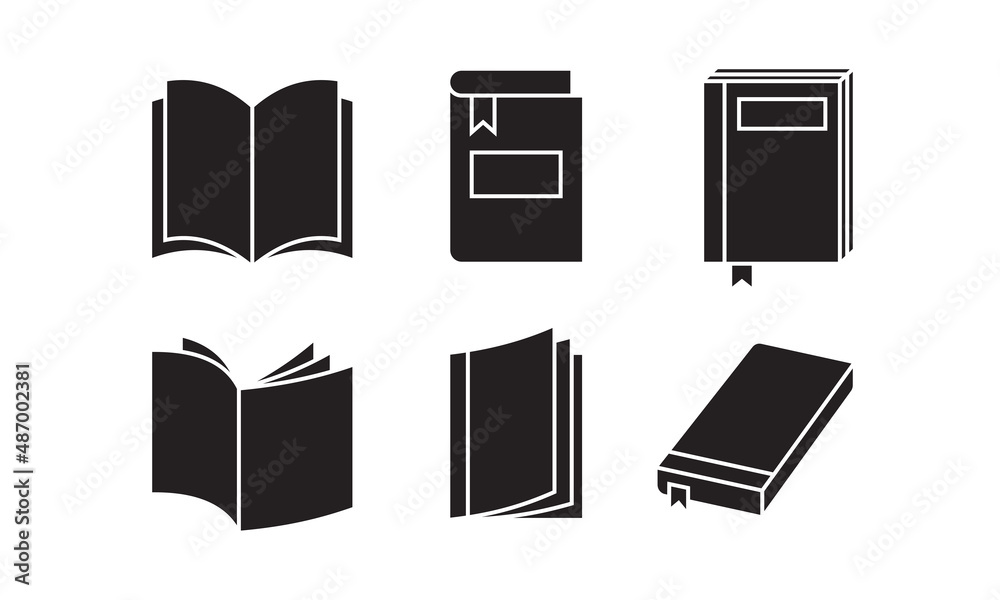 Vector illustration of book silhouette icon set. Suitable for design element of education and learning program, e book and magazine app. Vector illustration of book silhouette icon set. Suitable for design element of education and learning program, e book and magazine app.