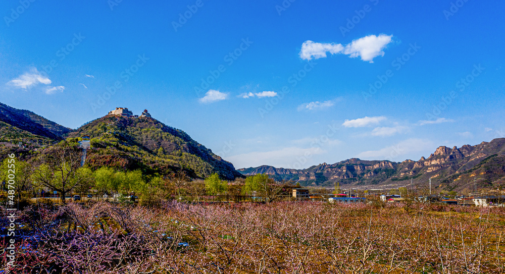 Fototapeta premium Aerial photography of natural scenery in the suburbs of Beijing