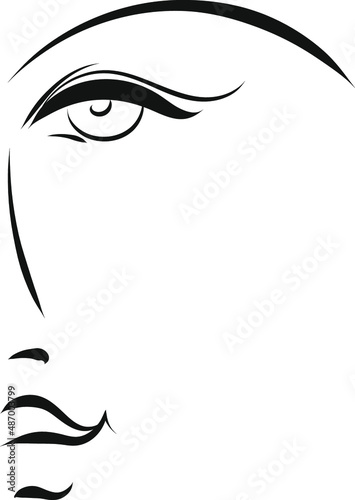 The profile of the girl. Vector illustration of a female face. A picture on a white isolated background. Logo for beauty salons.