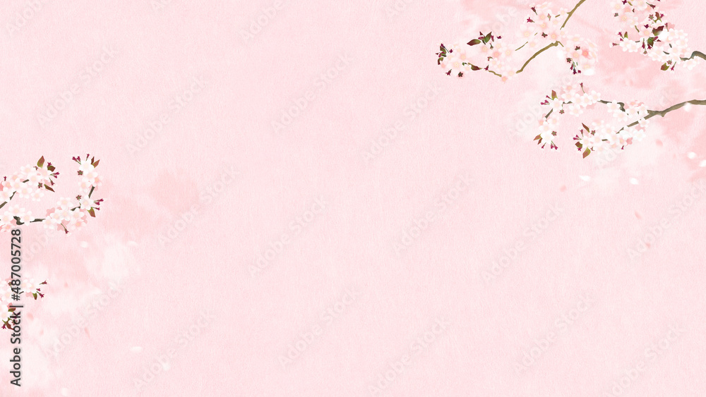 Oriental background material using cherry blossoms