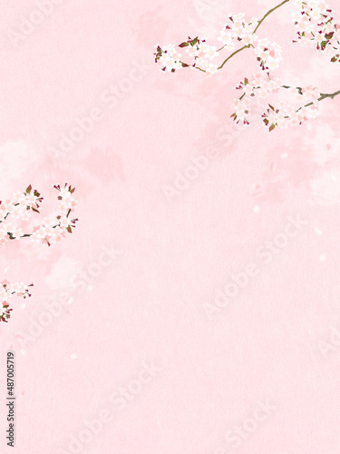 Oriental background material using cherry blossoms