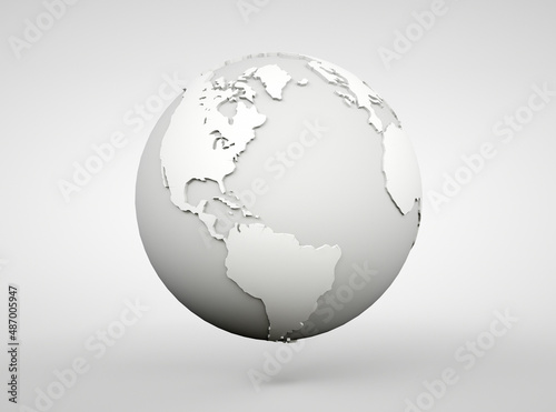 Globe 3d. Earth world map. Global digital communication modern realistic sphere planet.