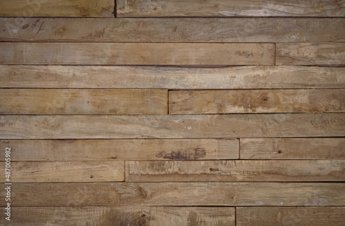 Brown wood texture background. Wooden planks old of table top view and board nature pattern.