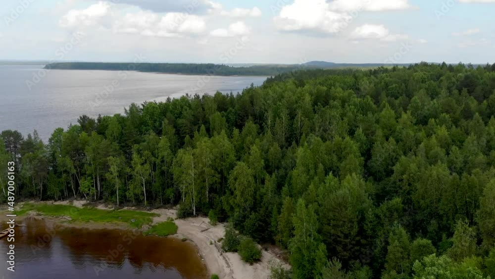Aerial view of landscape with forest and lake in Karelia Aerial view of landscape with forest and lake in Karelia