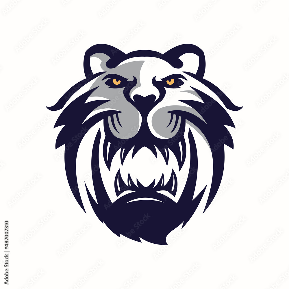 lion beas logo, silhouette of ugly king of the jungle vector illustration