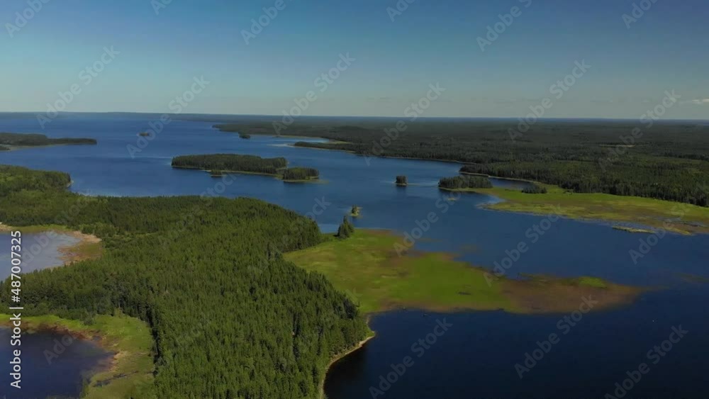 Aerial view of landscape with forest and lake in Karelia Aerial view of landscape with forest and lake in Karelia