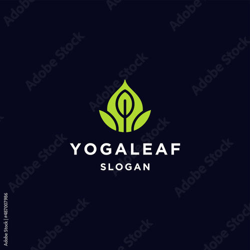 Yoga leaf logo icon design template 