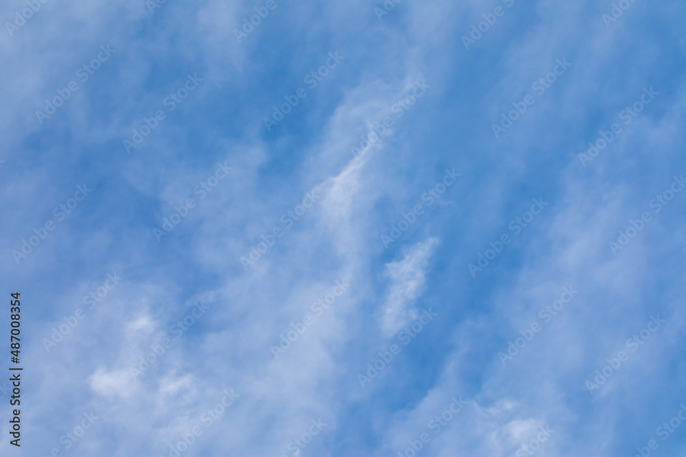 Blue sky background with white clouds.