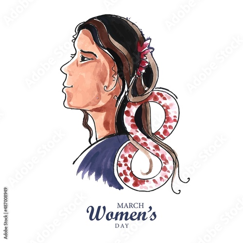 Hand draw happy wome's day holiday card background
