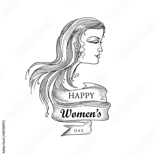 Hand draw sketch international womens day holiday card background