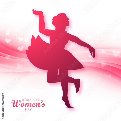 Happy women's day for dancing woman card background