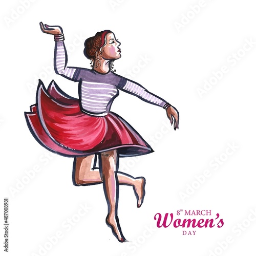 Happy women's day for dancing woman card background