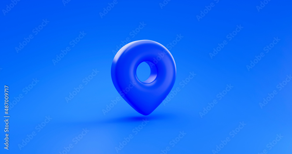Blue Pin marker Navigation gps Location point or pointer symbol icon illustration isolated on Blue background 3D rendering Blue Pin marker Navigation gps Location point or pointer symbol icon illustration isolated on Blue background 3D rendering