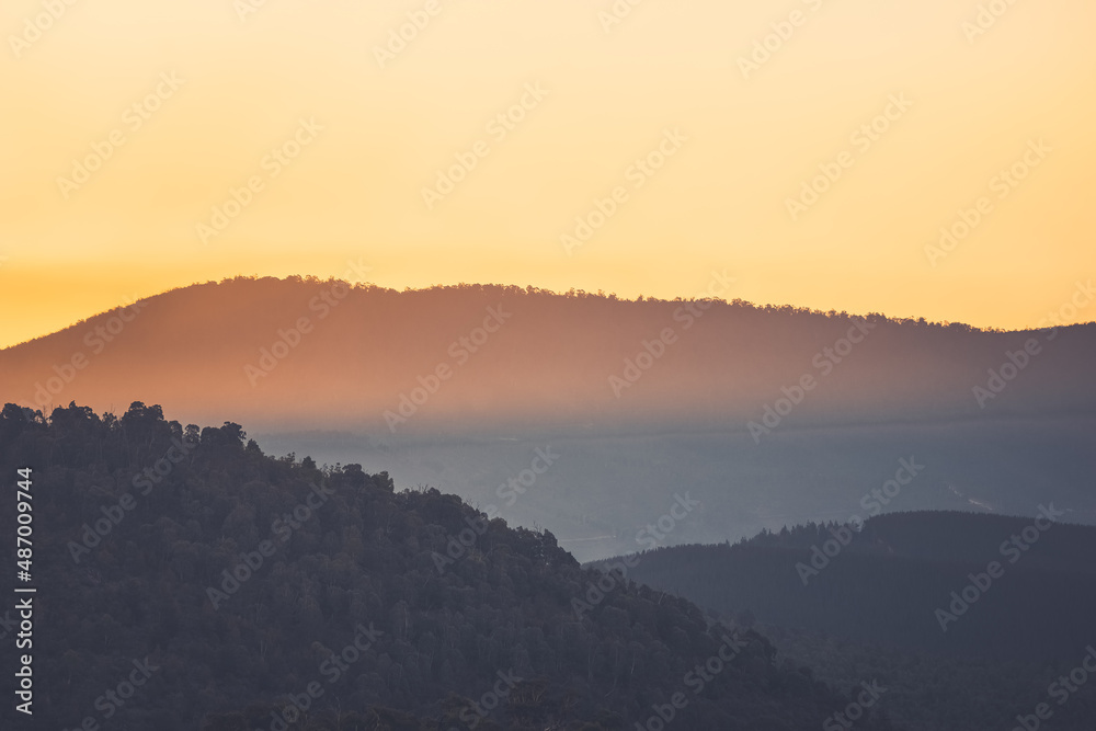 Rich sunset in Australian mountains