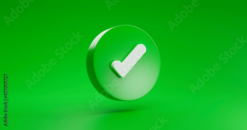 Принти на полотні Green Check Mark symbol icon sign correct or right approve or concept and confir