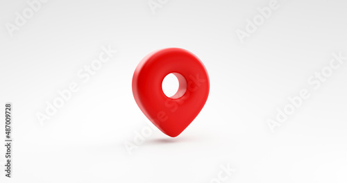 Red Pin marker Navigation gps Location point or pointer symbol icon illustration isolated on White background 3D rendering