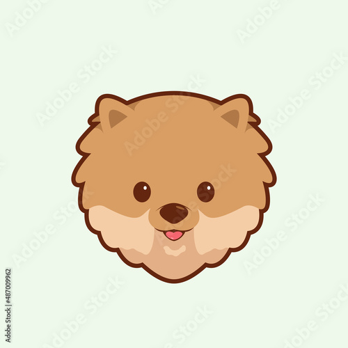 Cartoon illustration of pomeranian german spitz cute face. Vector illustration of pomeranian german spitz dog