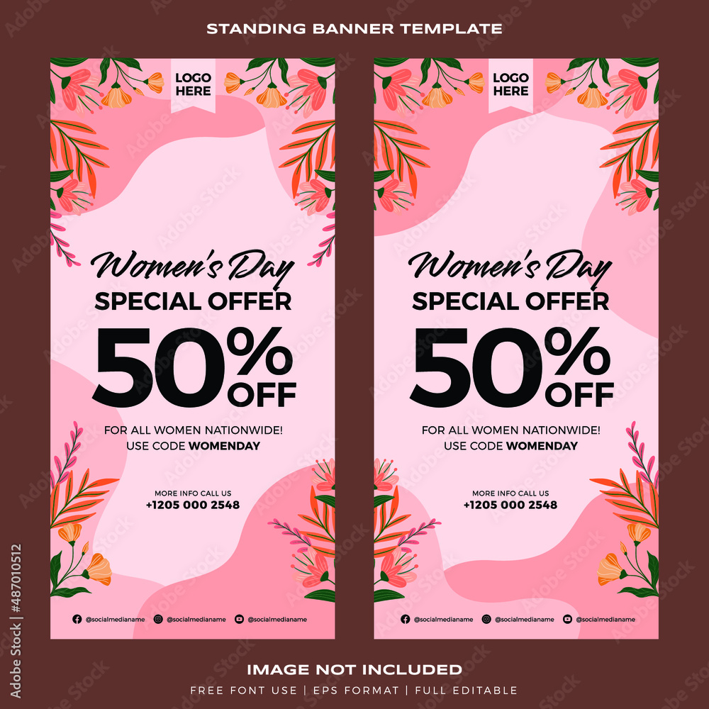 standing banner template promotion for women's day premium vector standing banner template promotion for women's day premium vector