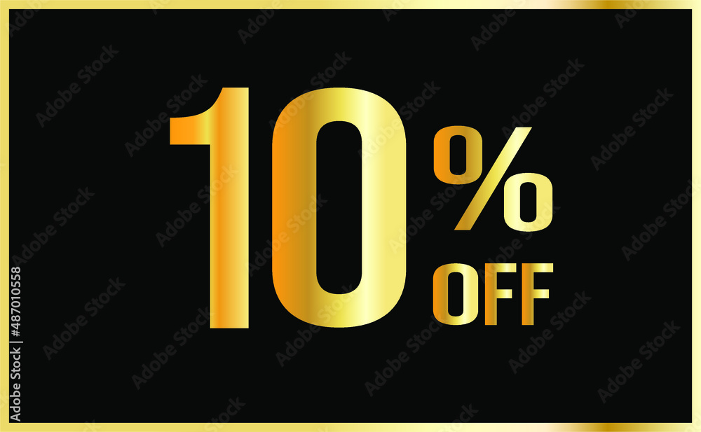 10% off. Golden numbers with black background. Luxury banner for shopping, print, web, sale illustration 10% off. Golden numbers with black background. Luxury banner for shopping, print, web, sale illustration