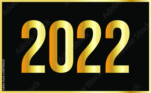 2022 Golden numbers with black background. Luxury banner for print, web, new year illustration