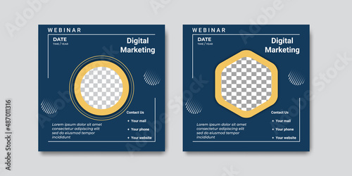 Modern webinar social media post templates with blue color concept. Suitable for online marketing promotion banner, webinar, seminar, flyer, ads, etc.