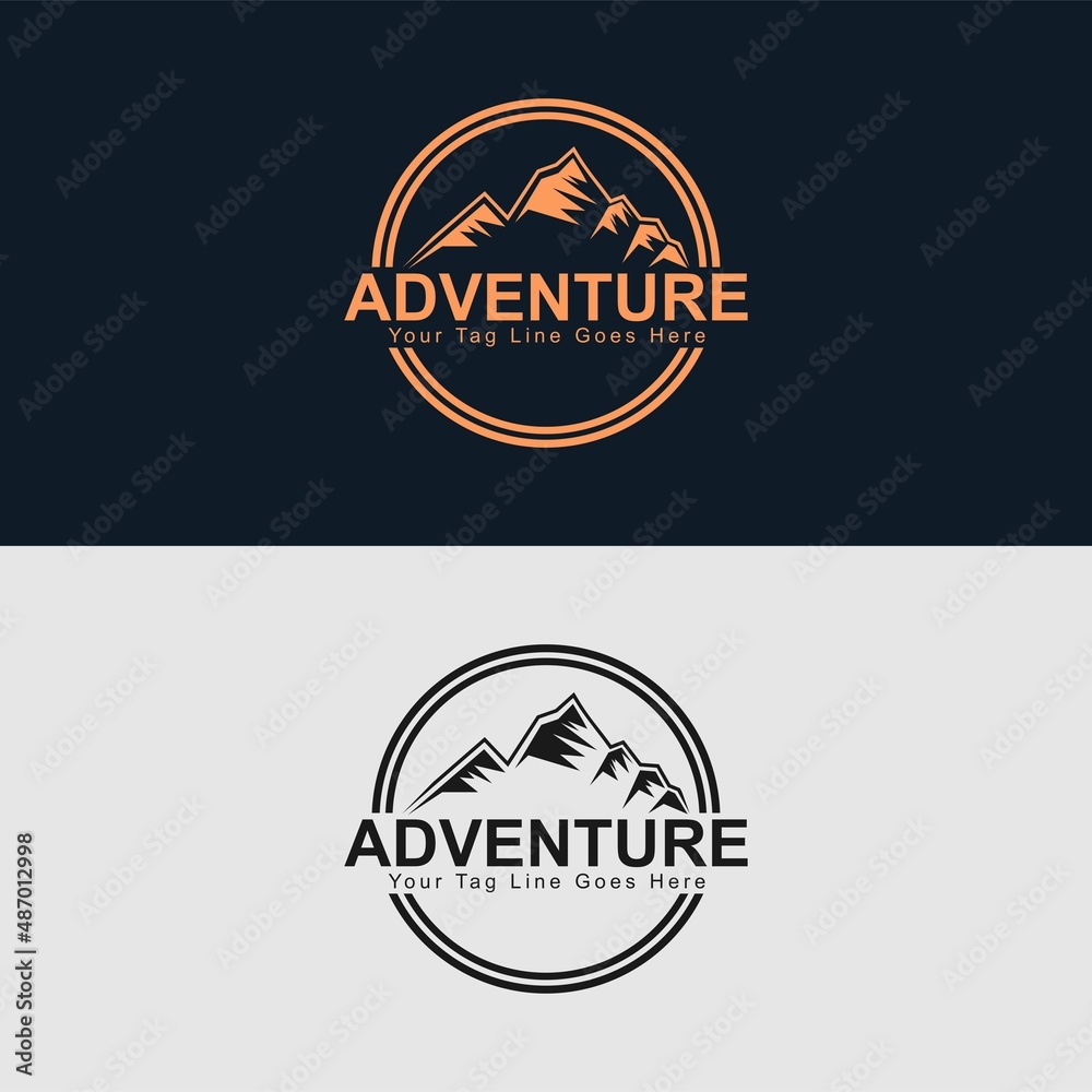 adventure outdoor logo design badge icon color Mountain rock camping outdoor label. Climbing label, hiking trip and adventure illustration