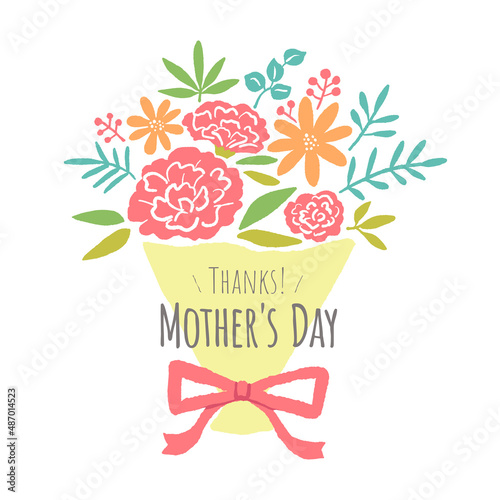 カーネーションのブーケのイラスト