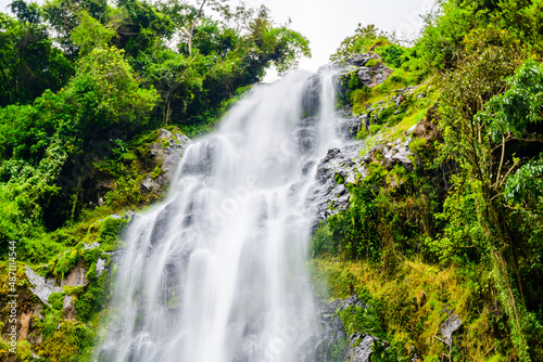 View of Materuni waterfall at foot of mountain Kilimanjaro not far from the city Moshi  Tanzania