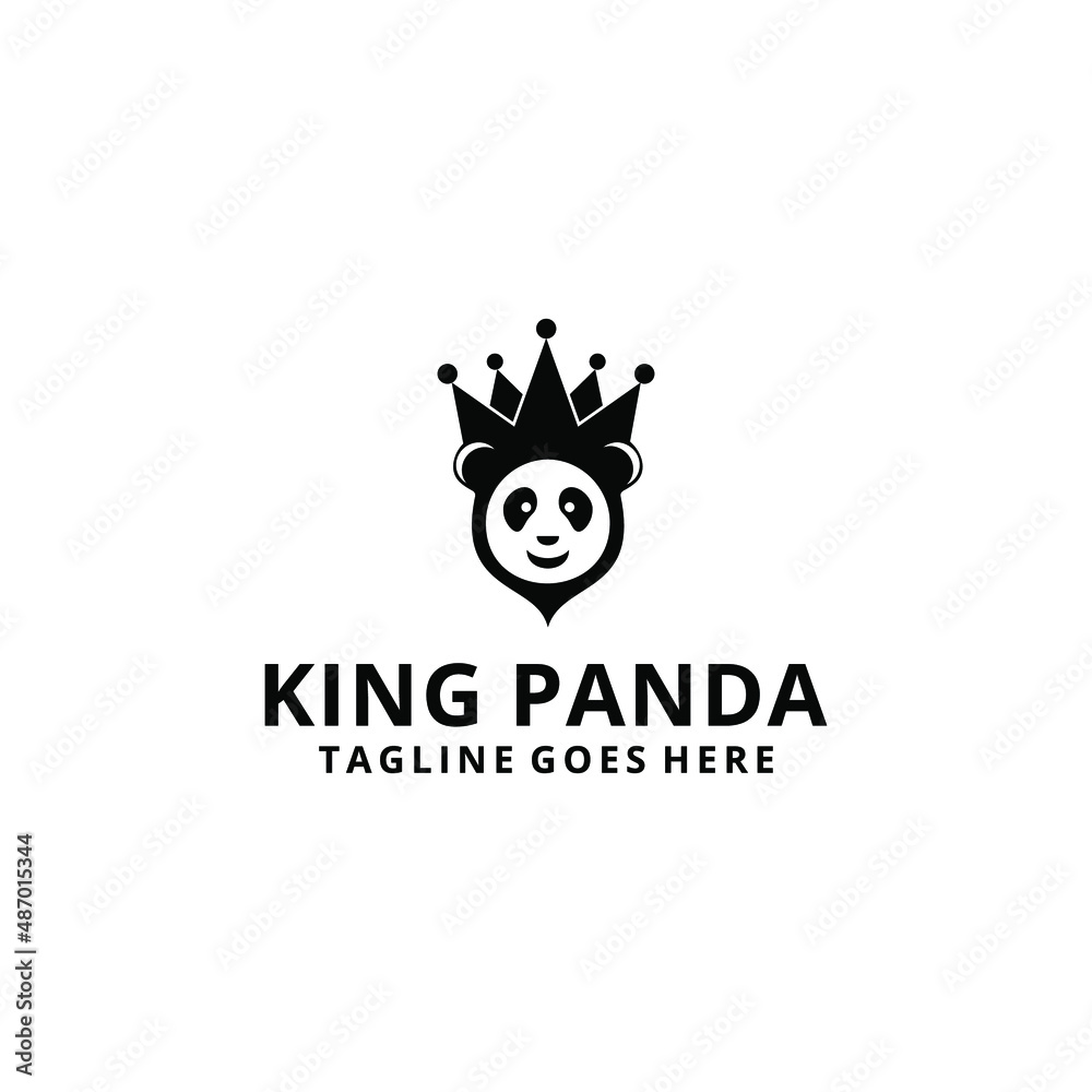 Bear King Logo Vector illustration logo design template, Panda King Logo Vector