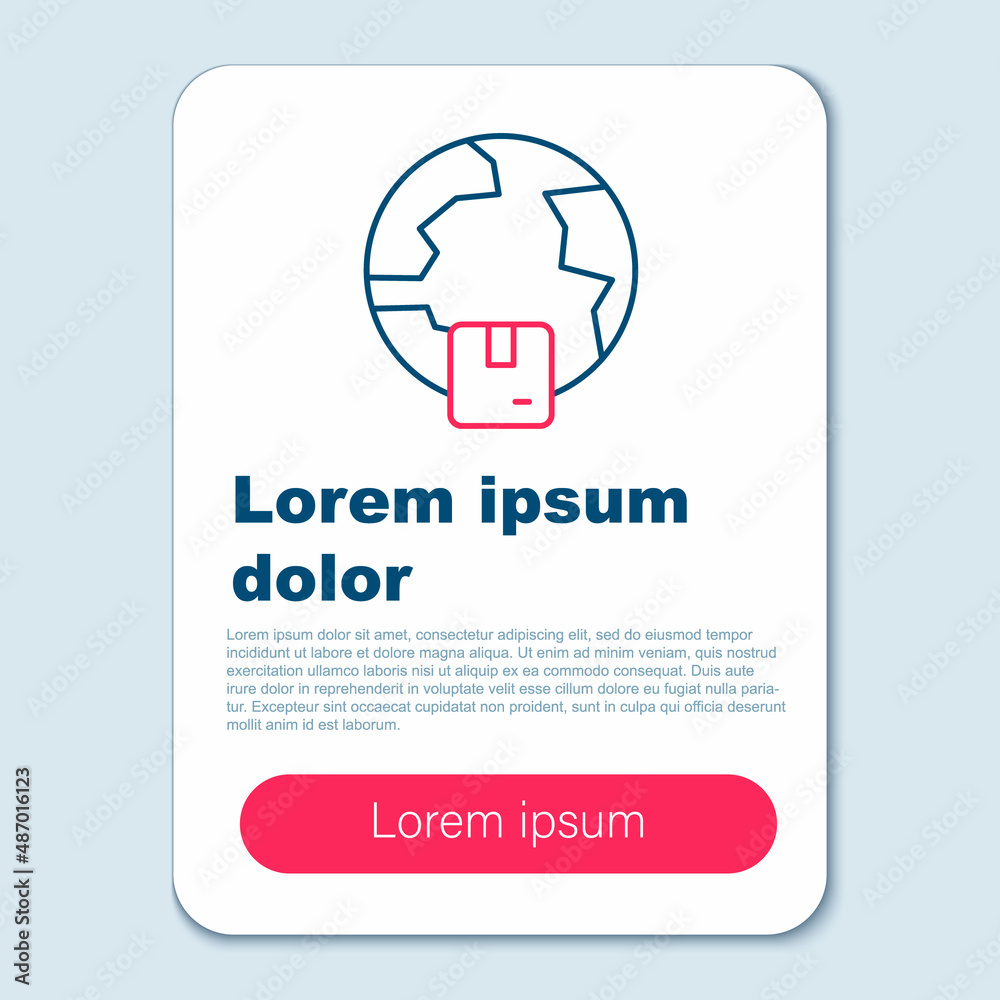 Line Worldwide shipping icon isolated on grey background. Colorful outline concept. Vector Line Worldwide shipping icon isolated on grey background. Colorful outline concept. Vector