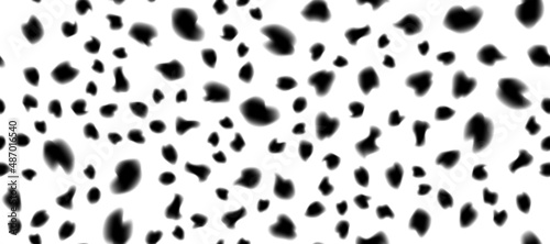 Cow fur abstract simple seamless pattern. Animal camouflage skin endless texture. Organic irregular dotty backdrop. Cheetah, dalmatian or jaguar black and white coat texture. Fabric surface design