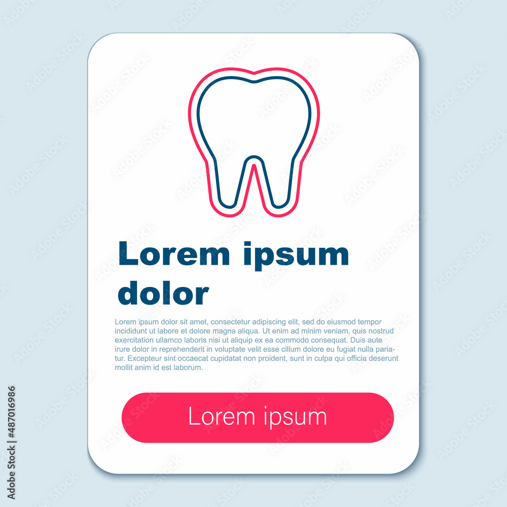 Line Tooth icon isolated on grey background. Tooth symbol for dentistry clinic or dentist medical center and toothpaste package. Colorful outline concept. Vector Line Tooth icon isolated on grey background. Tooth symbol for dentistry clinic or dentist medical center and toothpaste package. Colorful outline concept. Vector