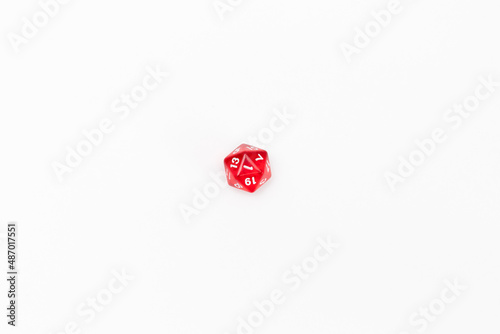 Red dice for fantasy dnd and rpg tabletop games. Board game polyhedral dice with different sides isolated on white background	
