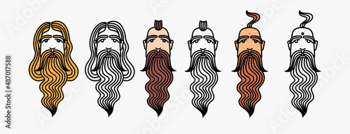 A set of bearded men with different hairstyles.