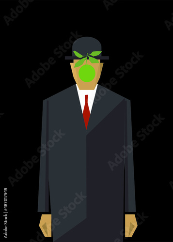 A silhouette of The Son of Man. Isolated vector Illustration. Creative modern vector portrait on black background.