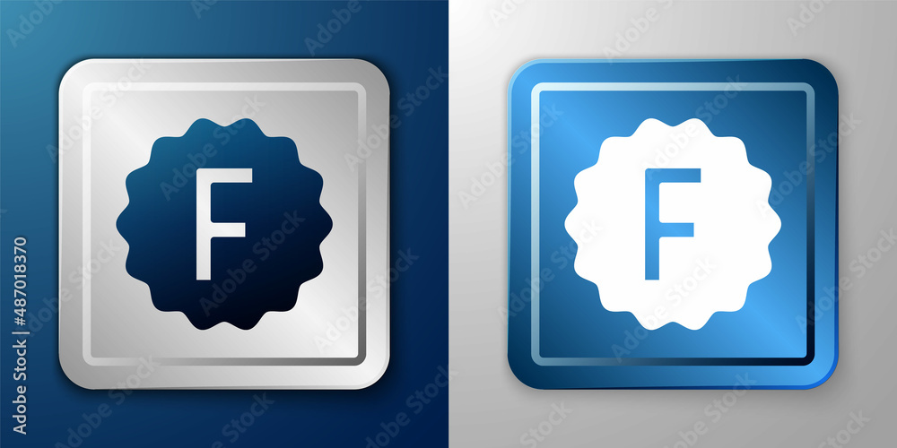 White Exam paper with incorrect answers survey icon isolated on blue and grey background. Bad mark of test results. Silver and blue square button. Vector White Exam paper with incorrect answers survey icon isolated on blue and grey background. Bad mark of test results. Silver and blue square button. Vector